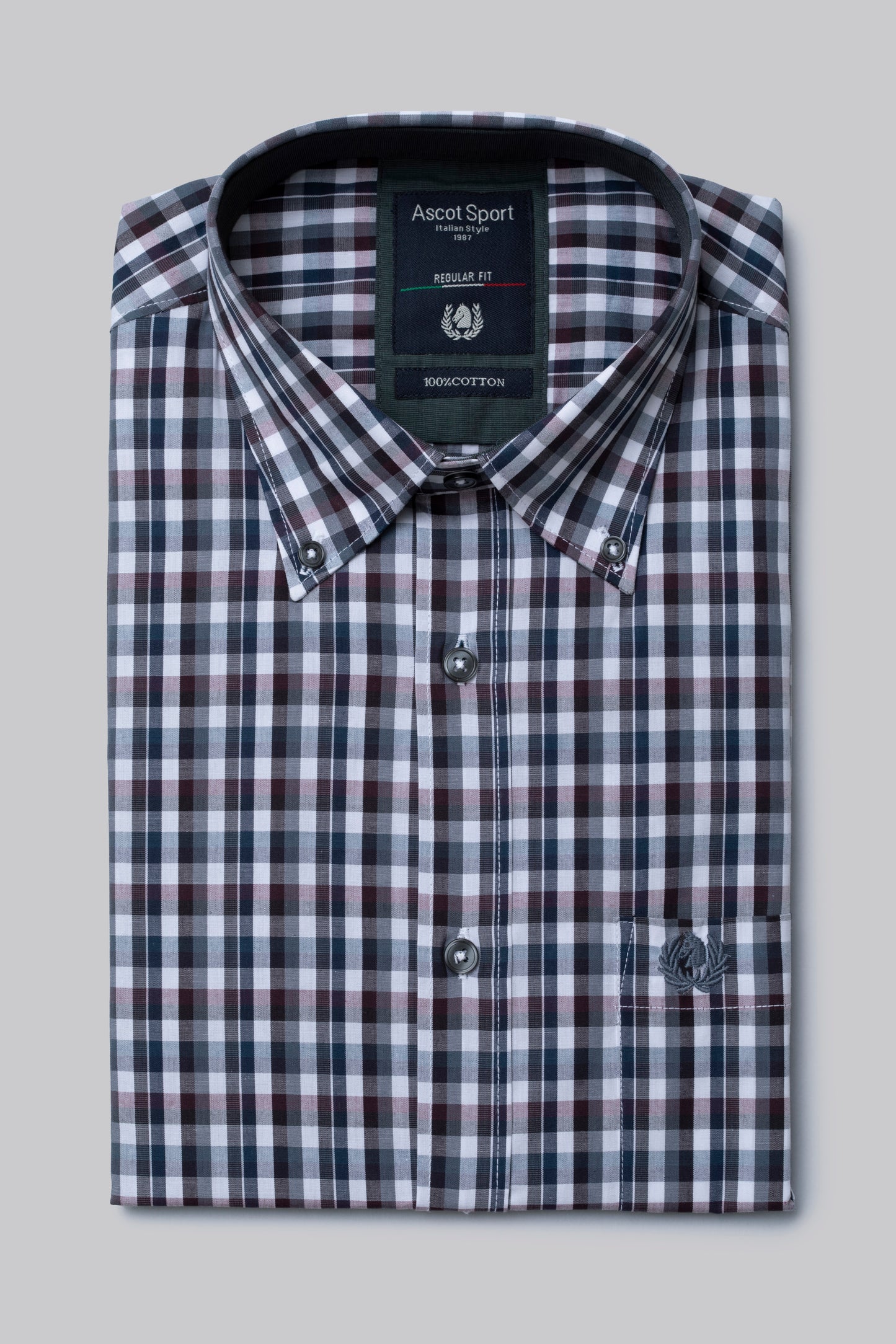 Camicia button down con motivo a quadri multicolore
