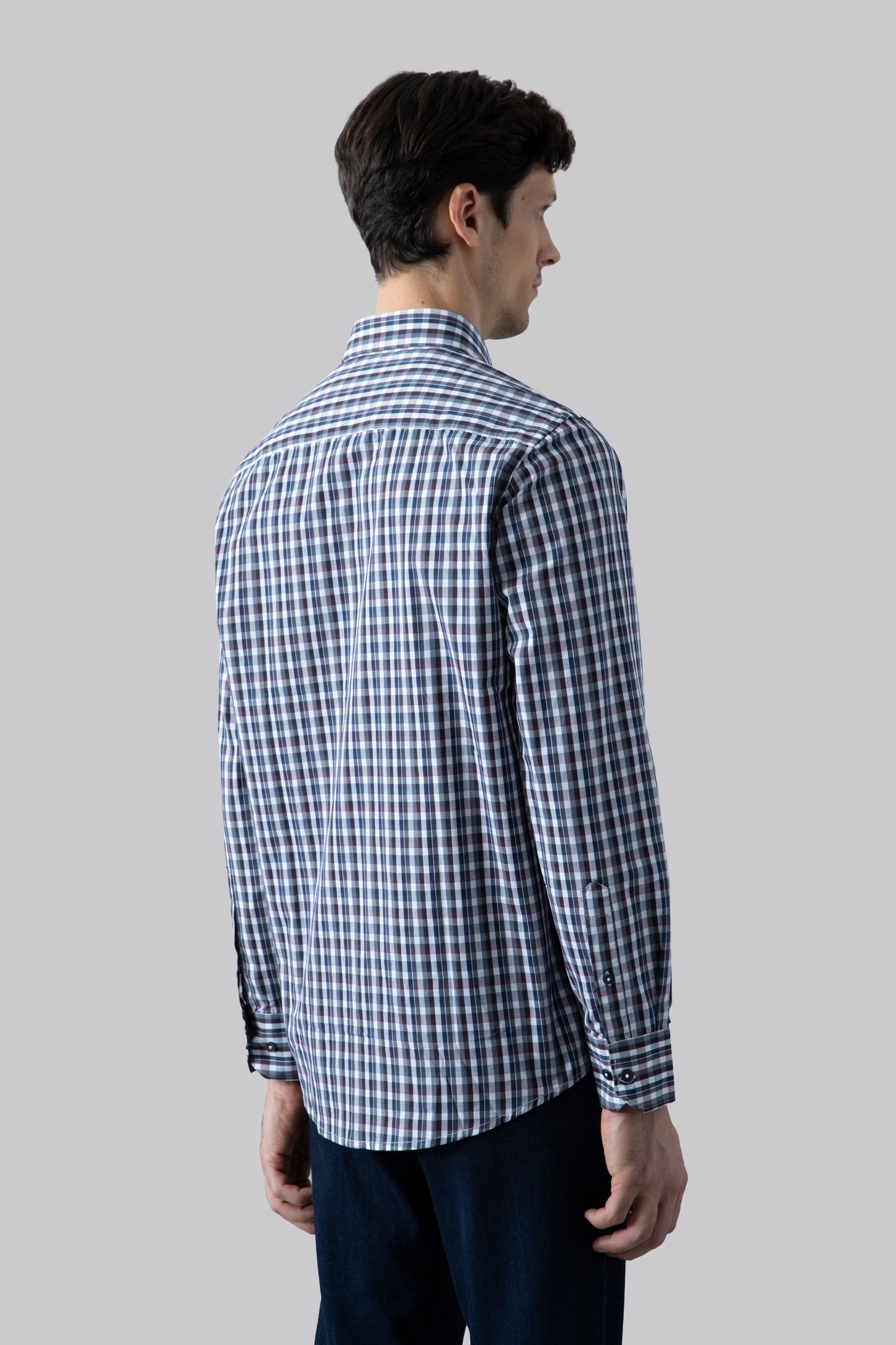 Camicia button down con motivo a quadri multicolore