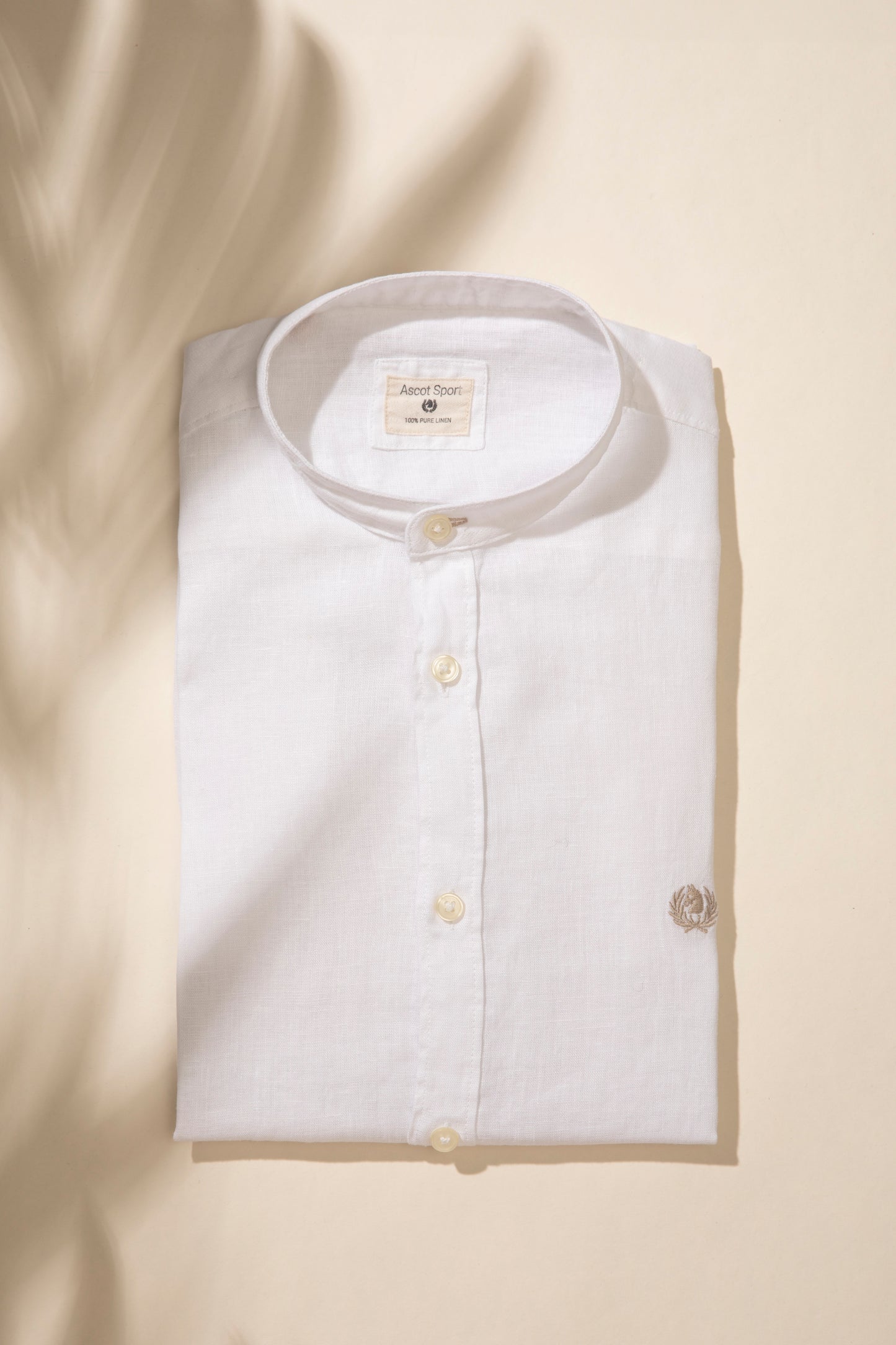 Mandarin collar shirt in 100% pure linen