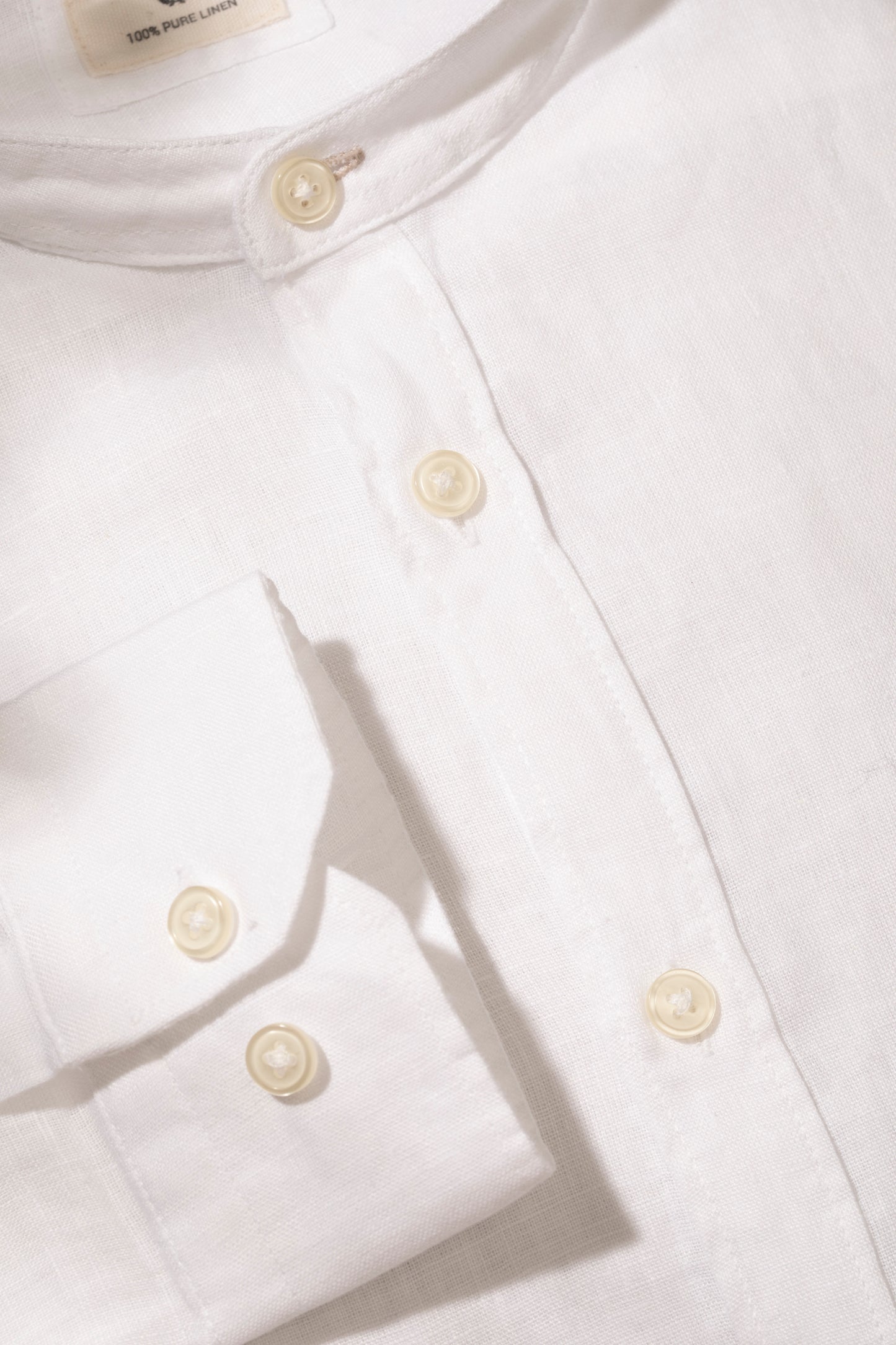 Mandarin collar shirt in 100% pure linen
