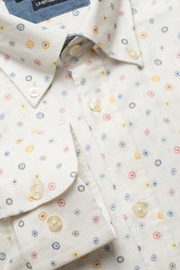 Camicia Button Down in misto lino cotone stampa floreale