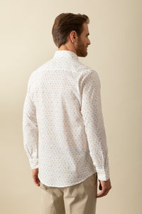 Camicia Button Down in misto lino cotone stampa floreale