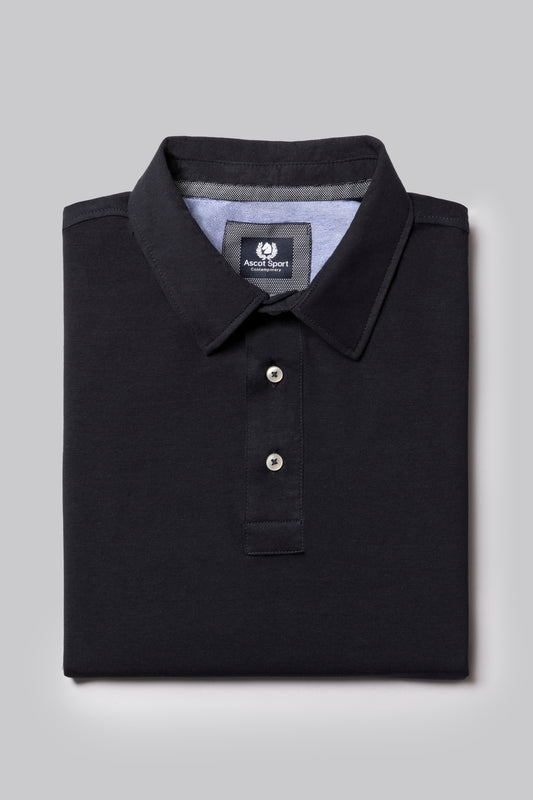 Polo shirt with shirt collar in bi-stretch jersey