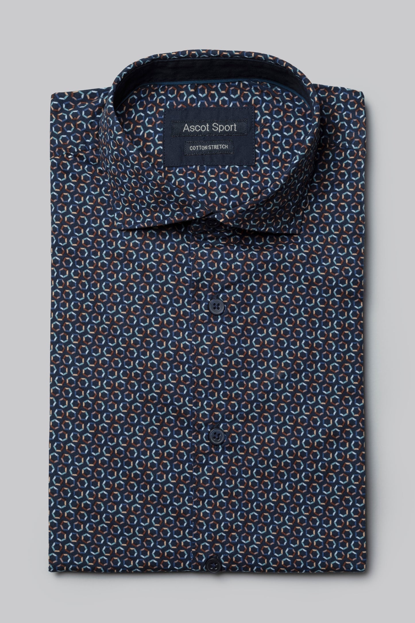 Camicia stretch con stampa geometrica