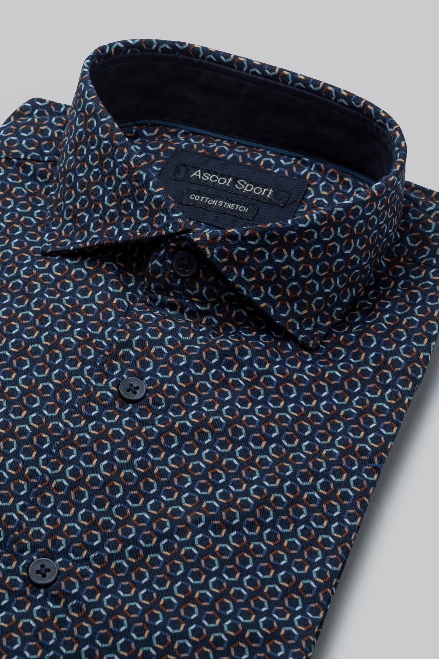 Camicia stretch con stampa geometrica