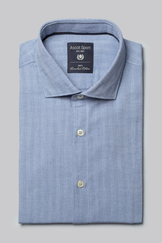 Camicia collo classico in flanella di cotone spigata