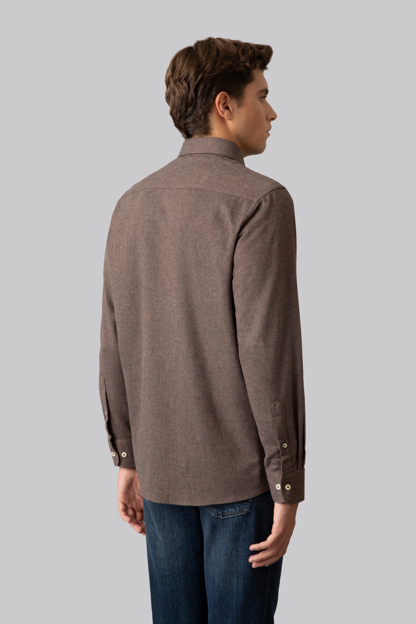 Camicia in flanella di cotone melange
