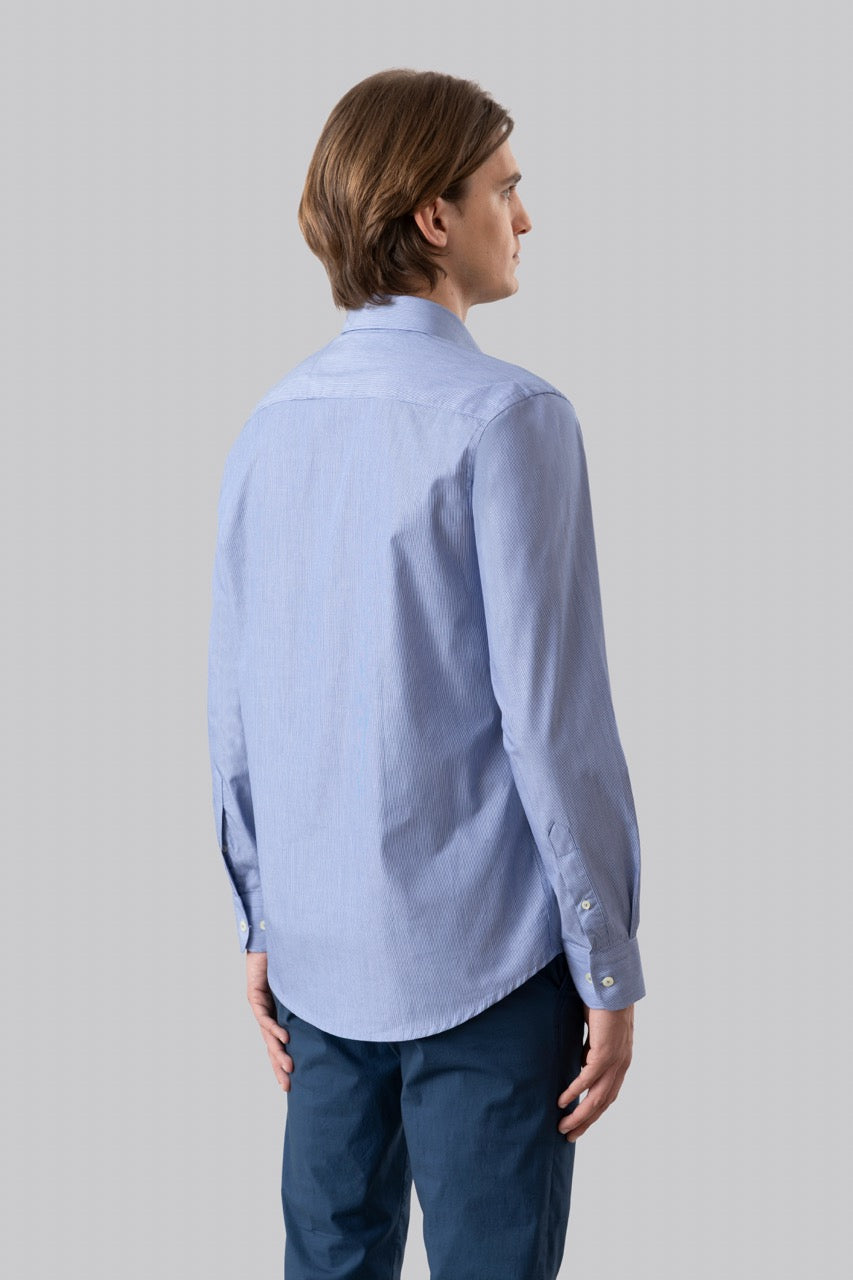 Camicia button down in fantasia micro riga 100% popeline di cotone