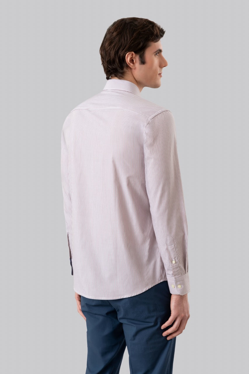 Camicia button down bastoncino in 100% popeline di cotone