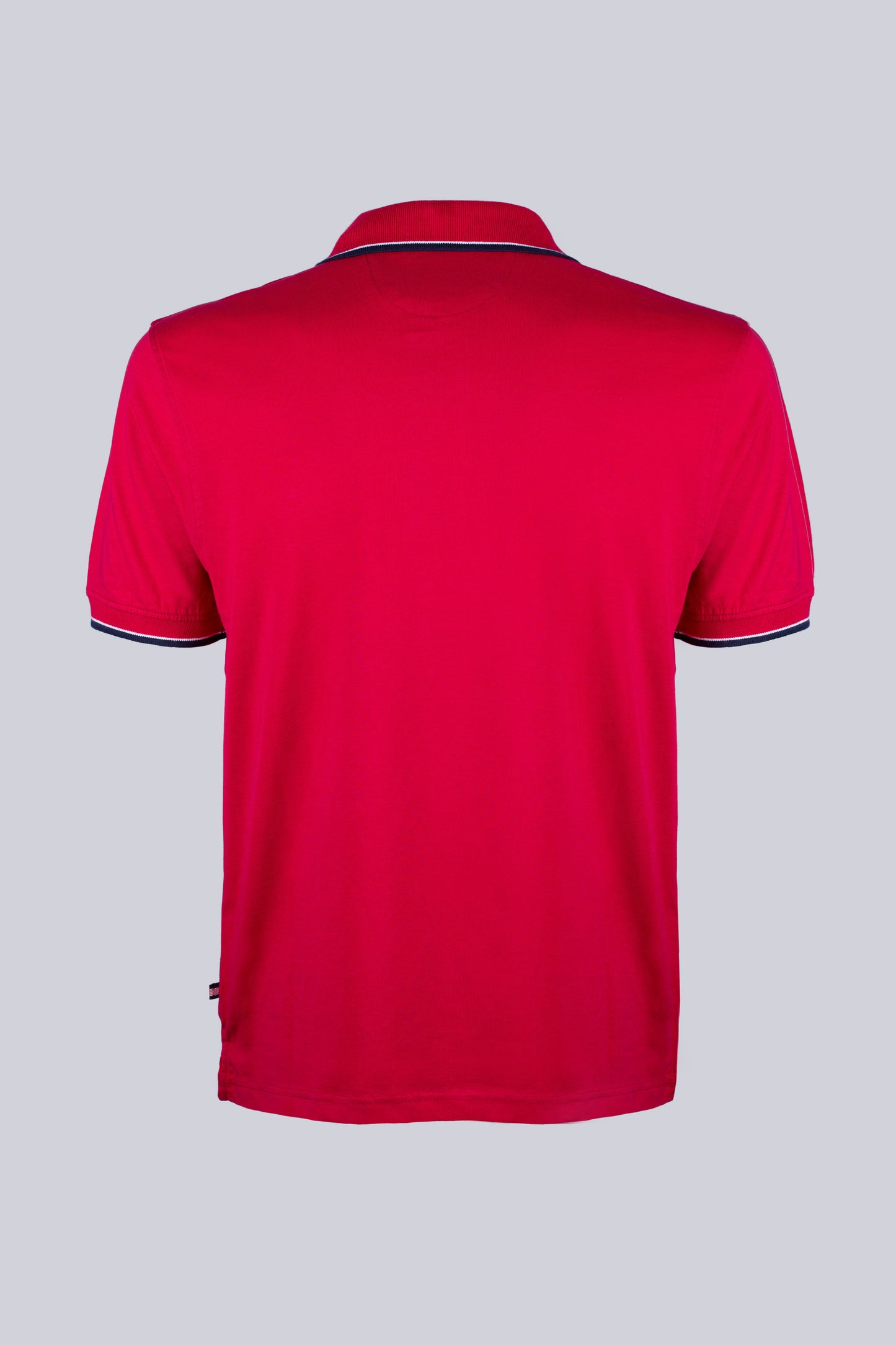 Red polo shirt with contrasting details