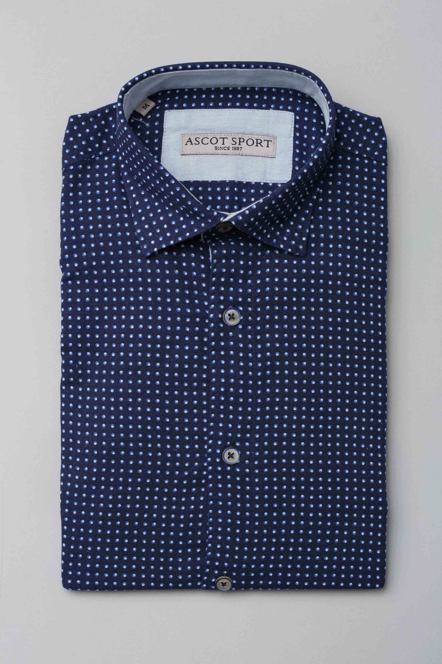 Camicia blu a pois
