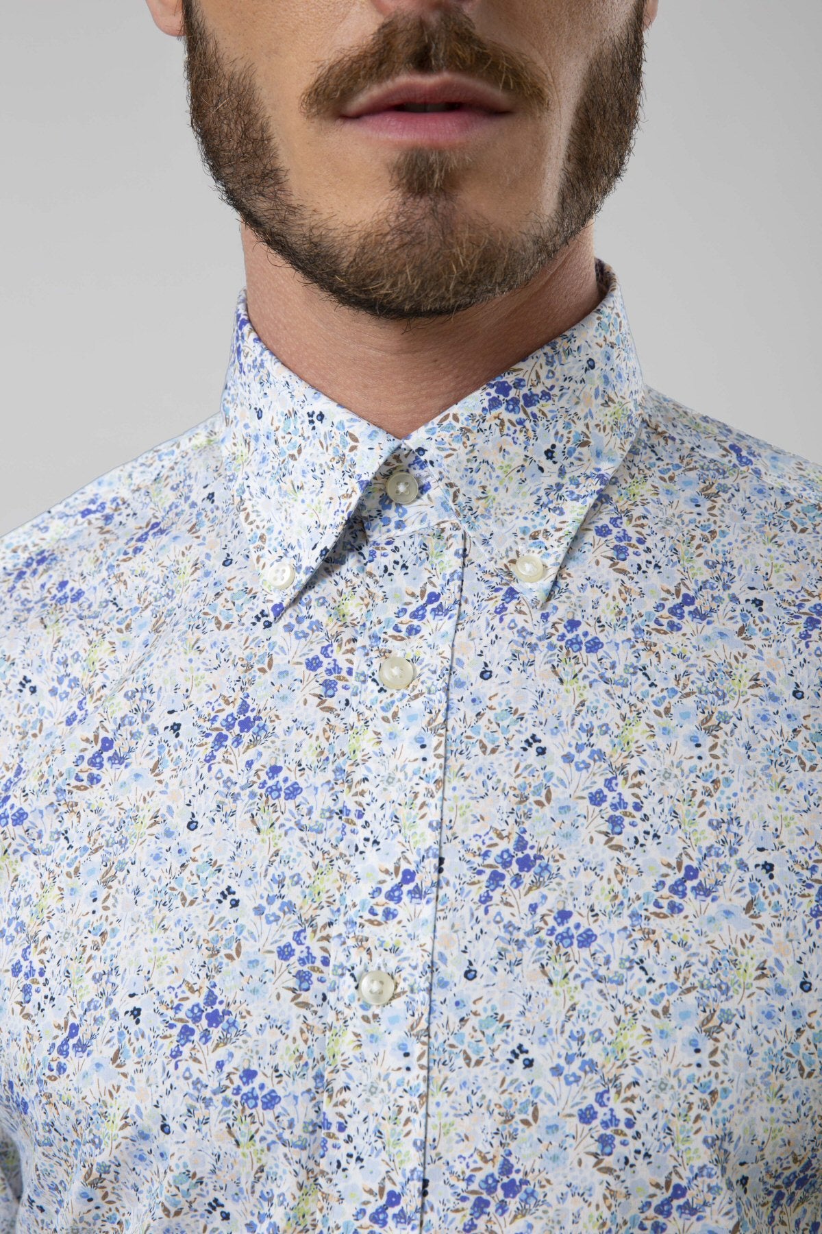 Camicia popeline stretch stampa floreale