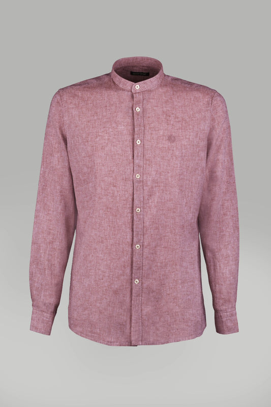 Linen blend shirt with Korean collar