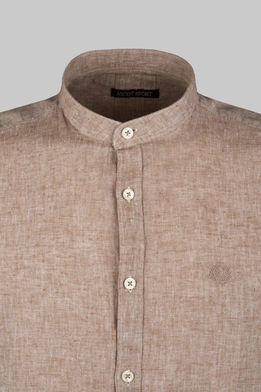 Linen blend shirt with Korean collar