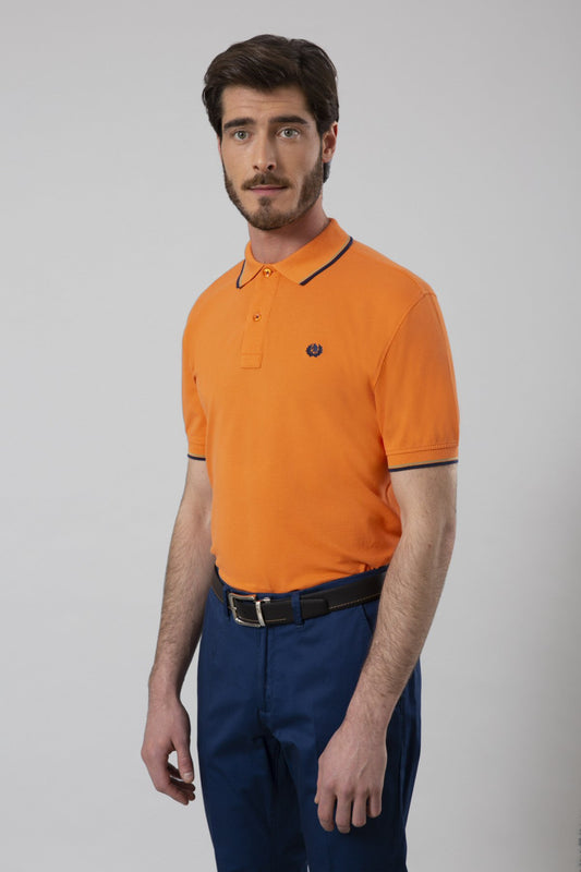 Piqué polo shirt with undercollar print