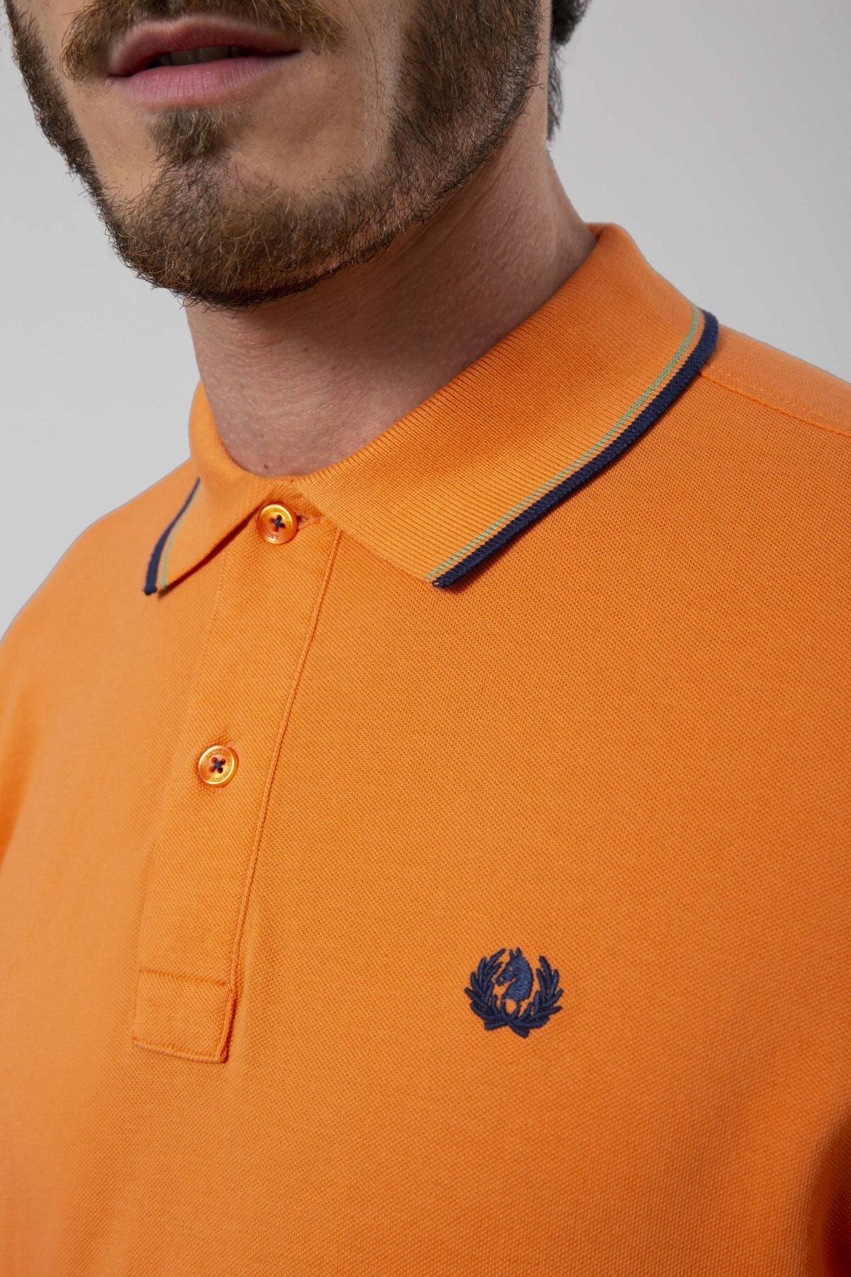 Piqué polo shirt with undercollar print