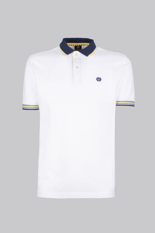 Piqué polo shirt with striped undercollar