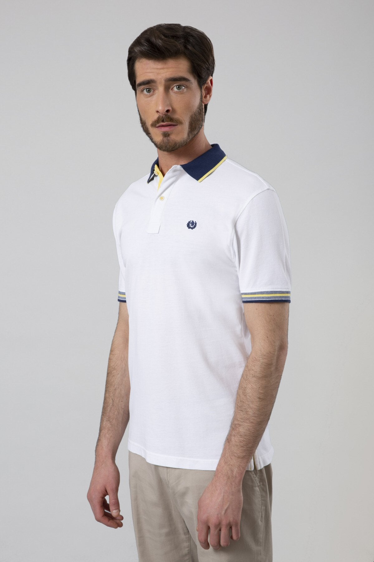 Polo in piquet con sottocollo rigato
