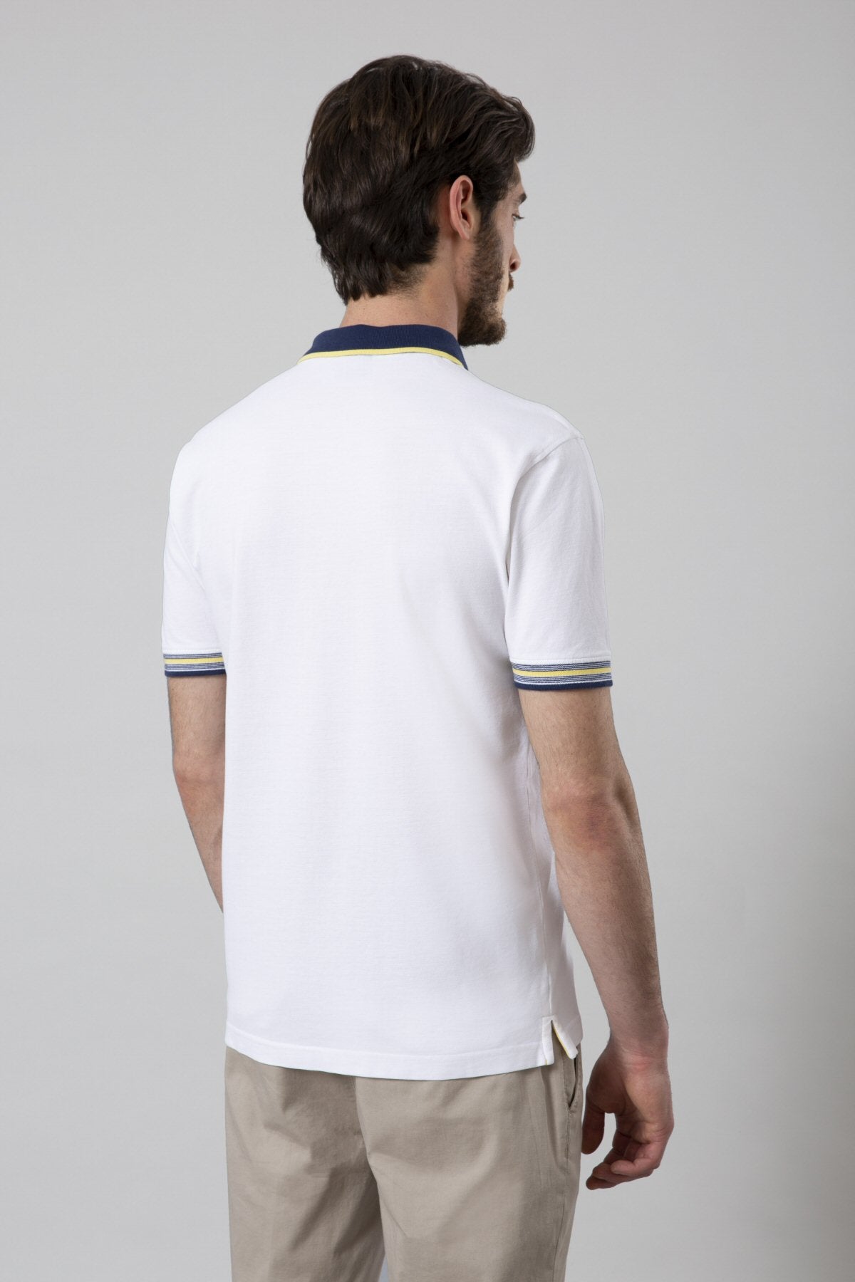 Polo in piquet con sottocollo rigato