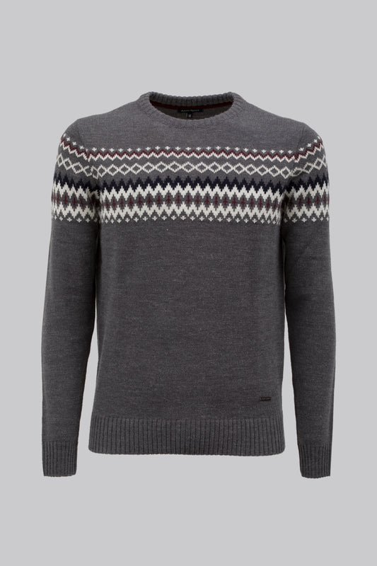 Round neck sweater with 'Norway' motif