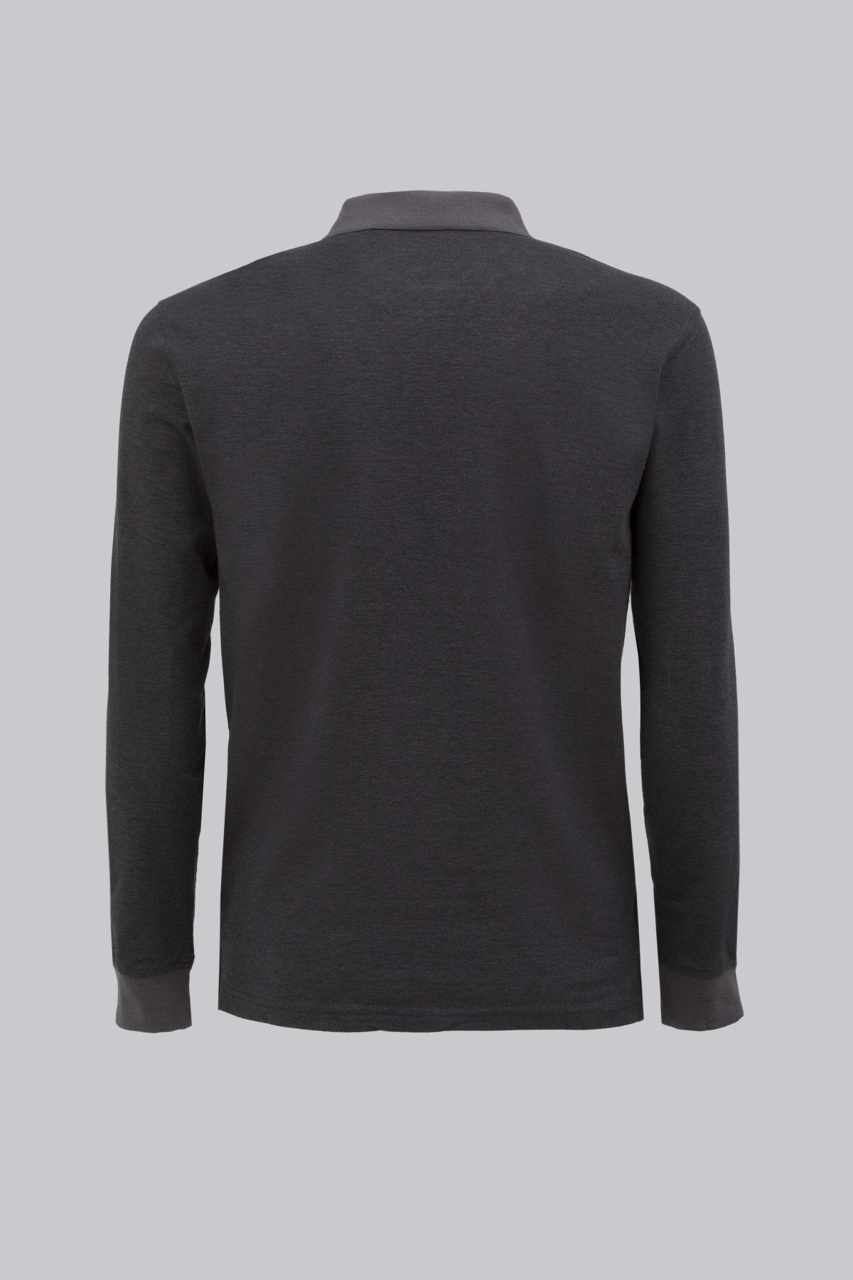 Long-sleeved polo in two tones