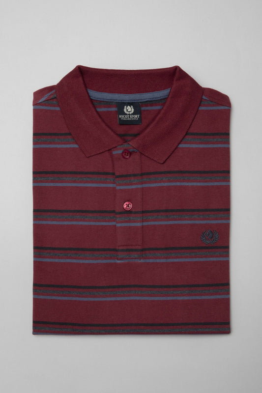 Long-sleeved striped polo shirt