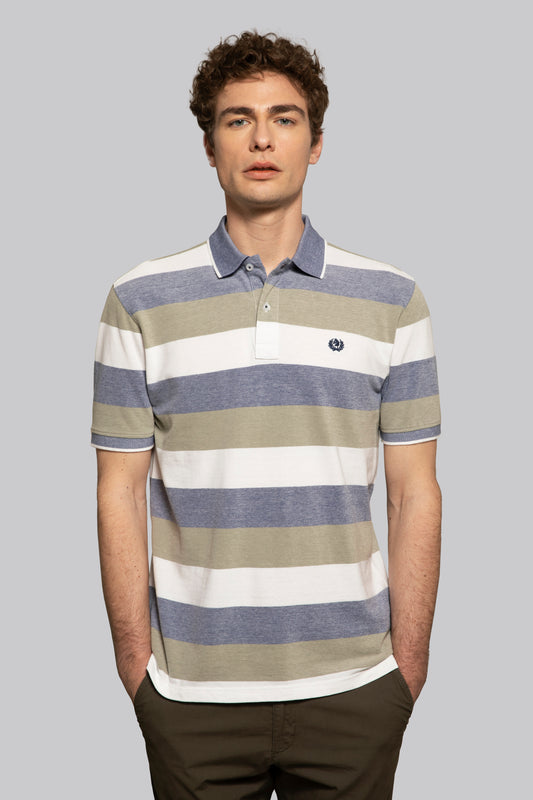 Two-tone cotton polo shirt