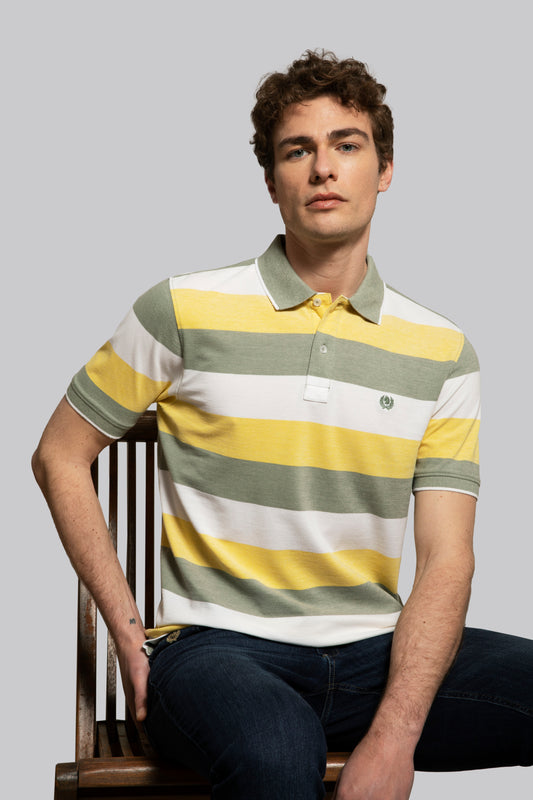 Two-tone cotton polo shirt