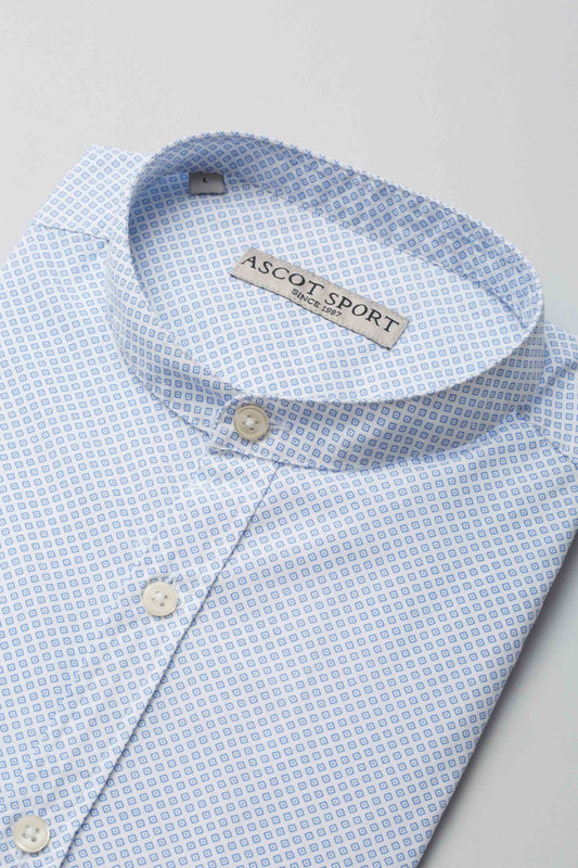 Patterned shirt with a mandarin collar