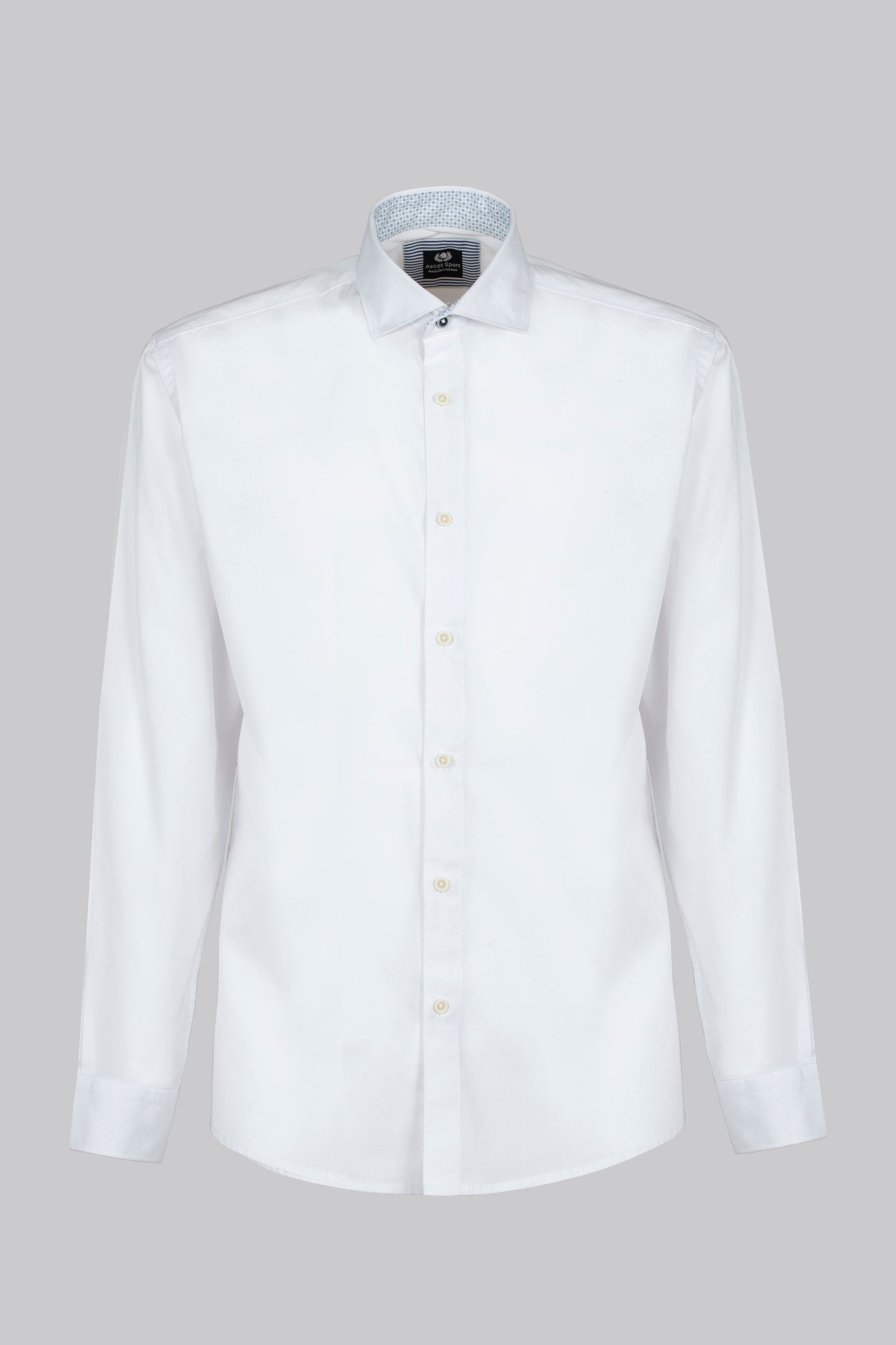 Camicia con bottoni a contrasto e stampa interno collo