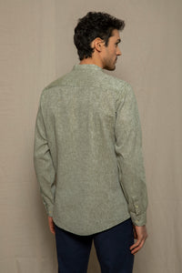 Camicia coreana in misto lino cotone
