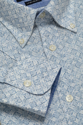 Majolica print shirt in cotton linen blend