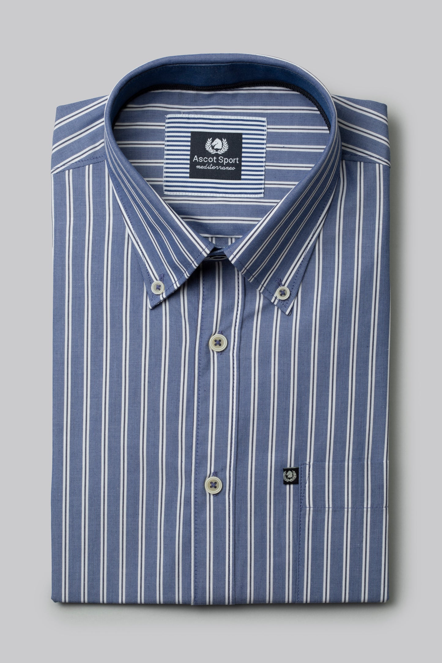 Camicia in popeline di cotone riga alternata