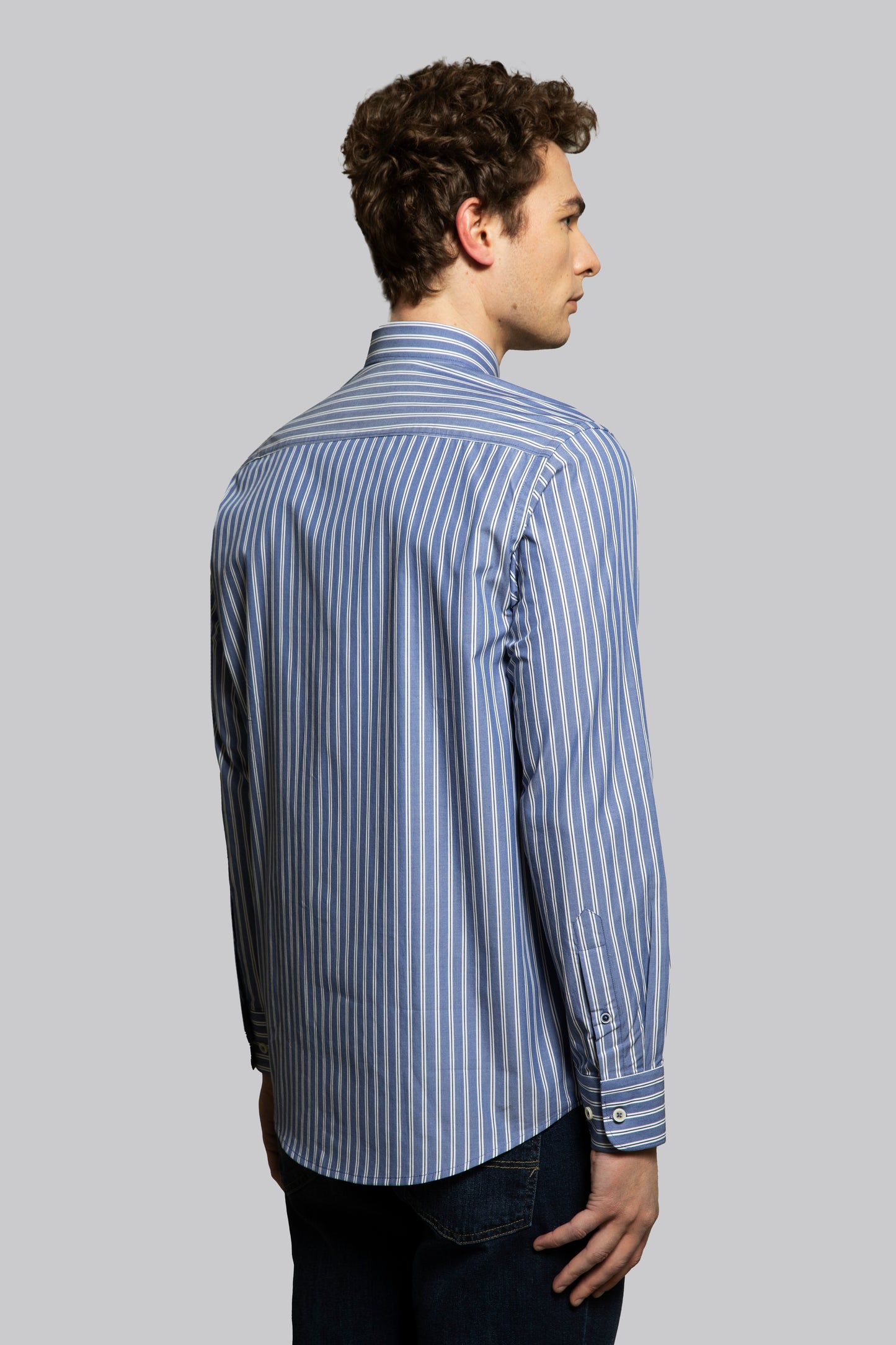 Camicia in popeline di cotone riga alternata