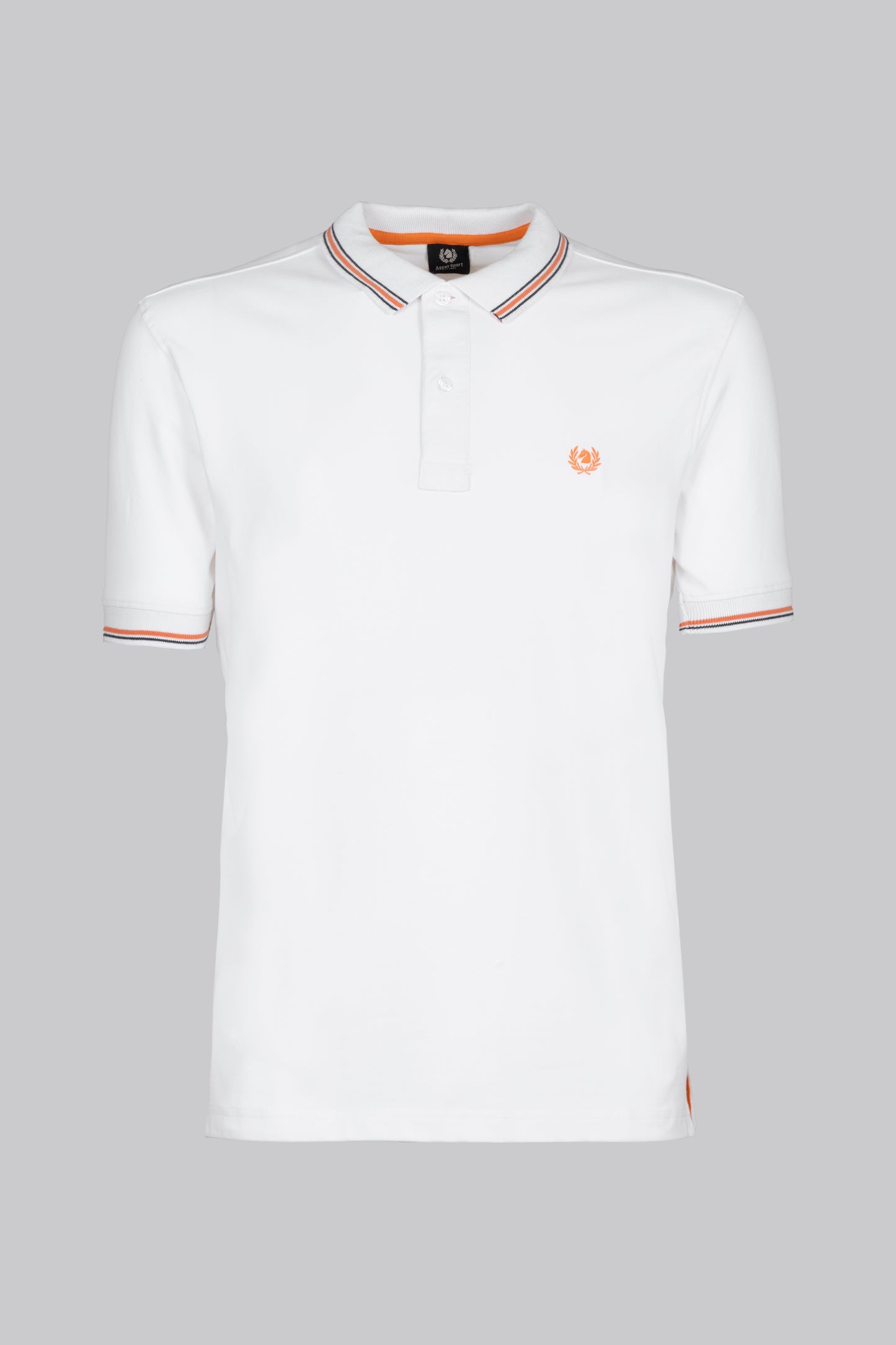 Polo manica corta in cotone stretch con contrasto colore e logo sottocollo