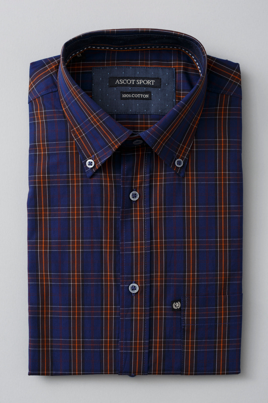 Blue shirt with tartan pattern