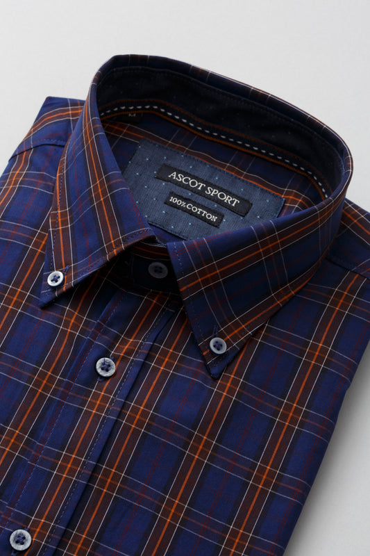 Blue shirt with tartan pattern