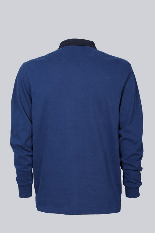 Blue polo shirt with contrasting details