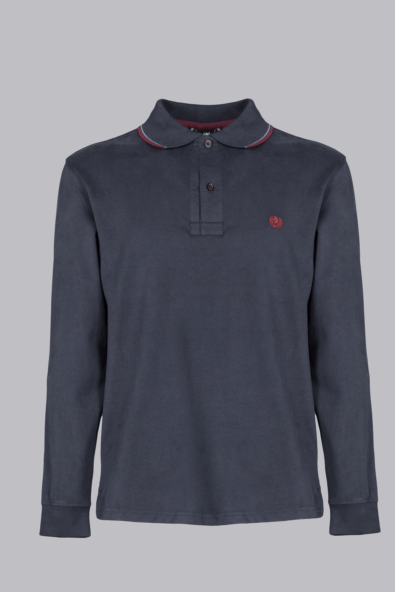 Polo blu a maniche lunghe