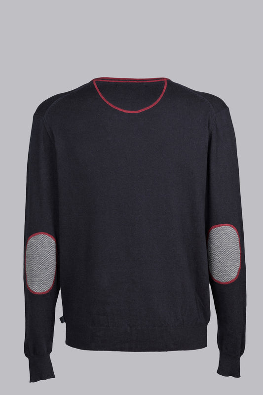 Blue sweater with contrasting details