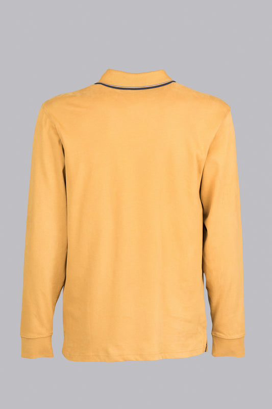 Yellow long-sleeved polo shirt