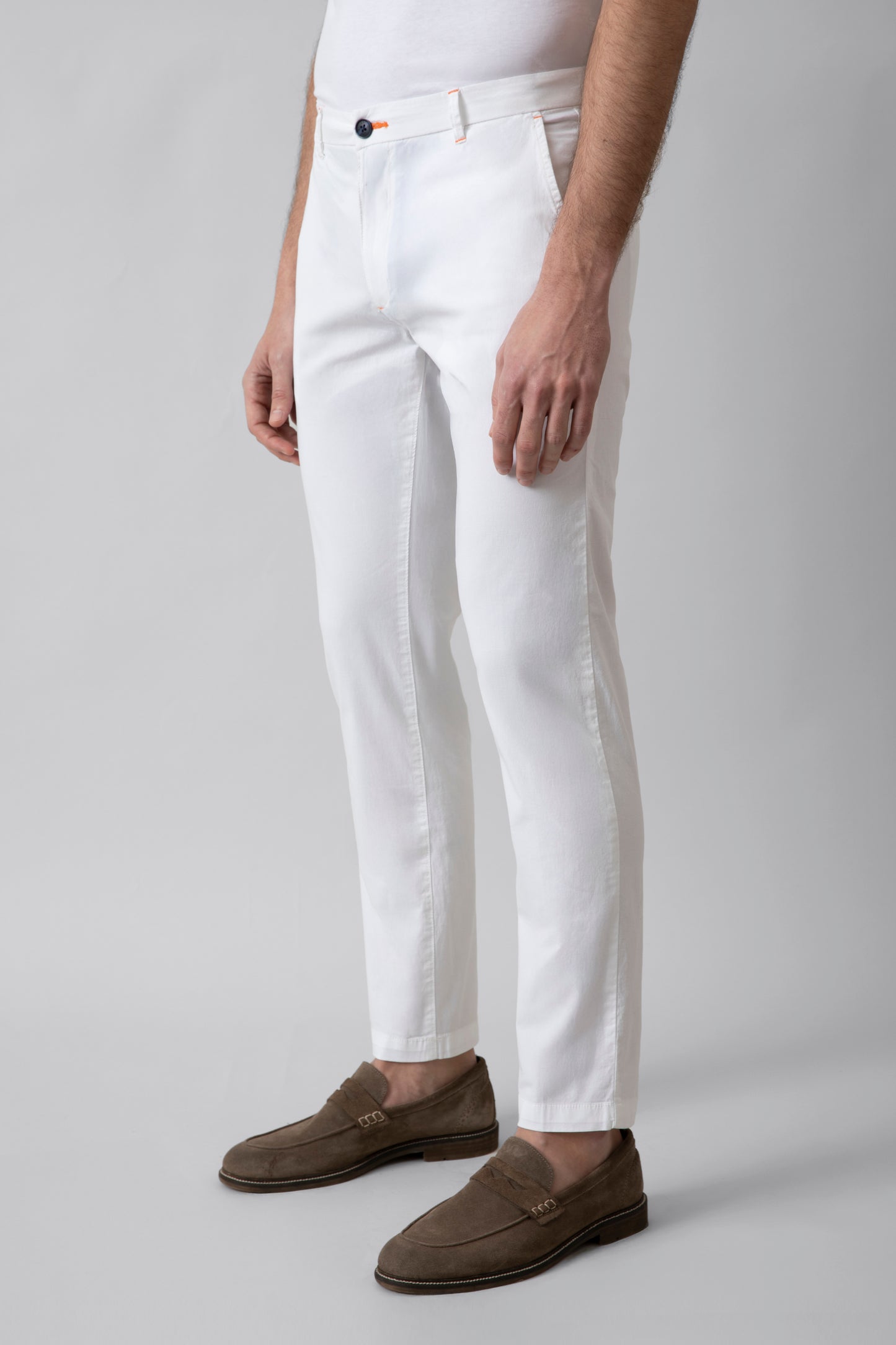 Pantalone Chino in popeline di cotone leggero stretch