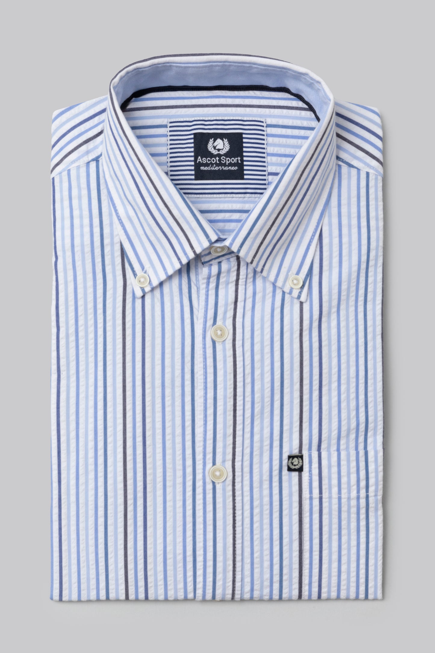 Camicia rigata button down in seer sucker
