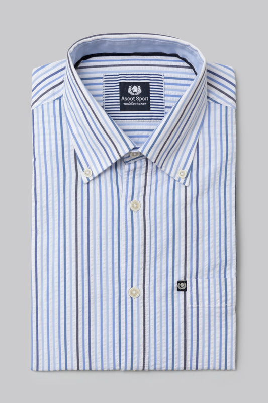Camicia rigata button down in seer sucker