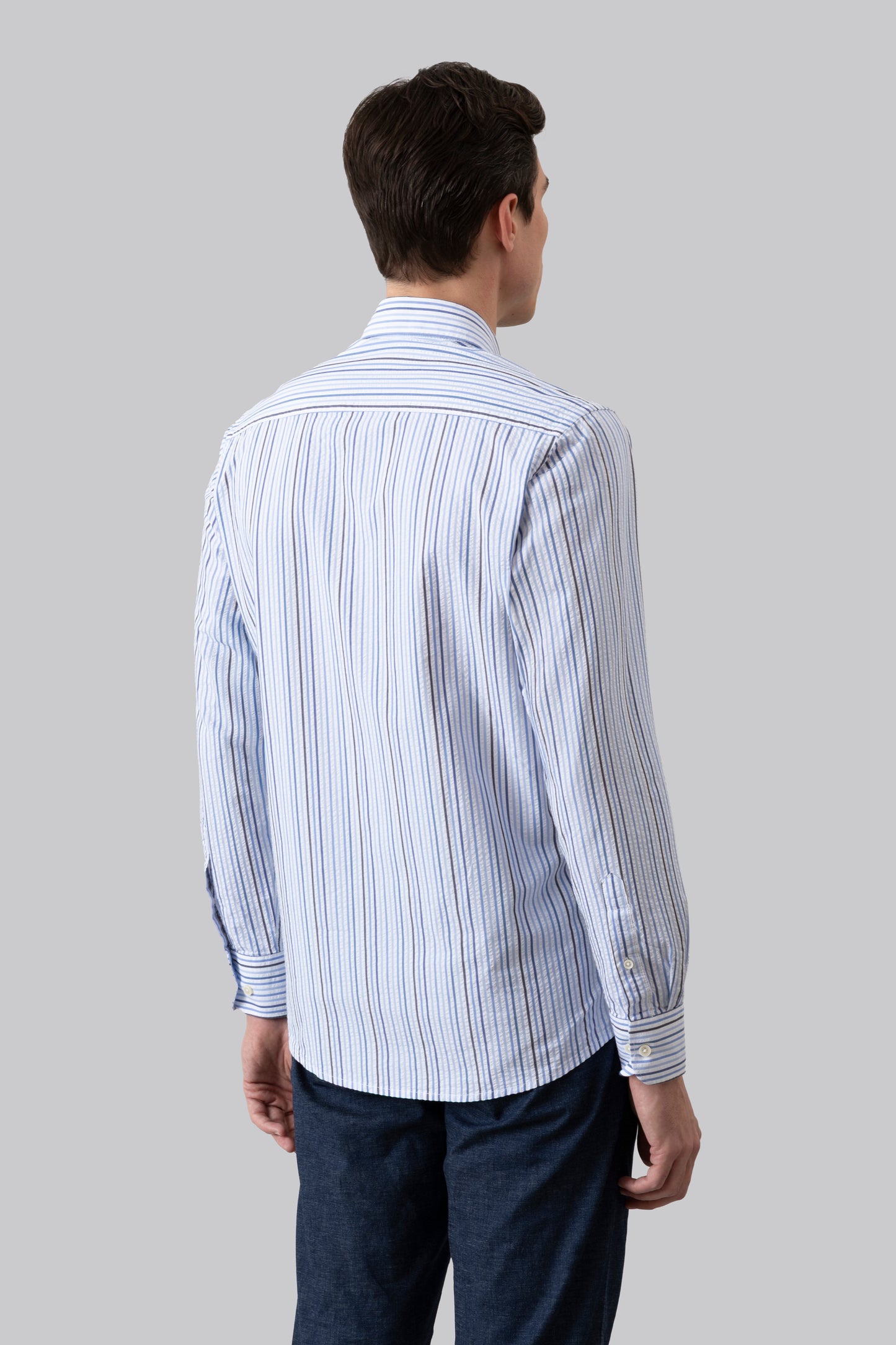 Camicia rigata button down in seer sucker