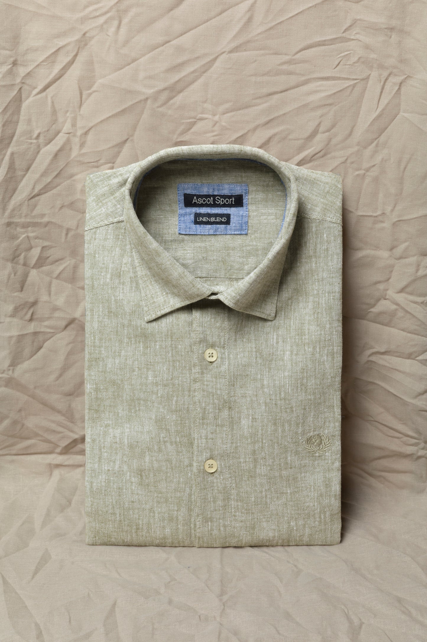 Camicia collo classico in tinto filo misto lino cotone