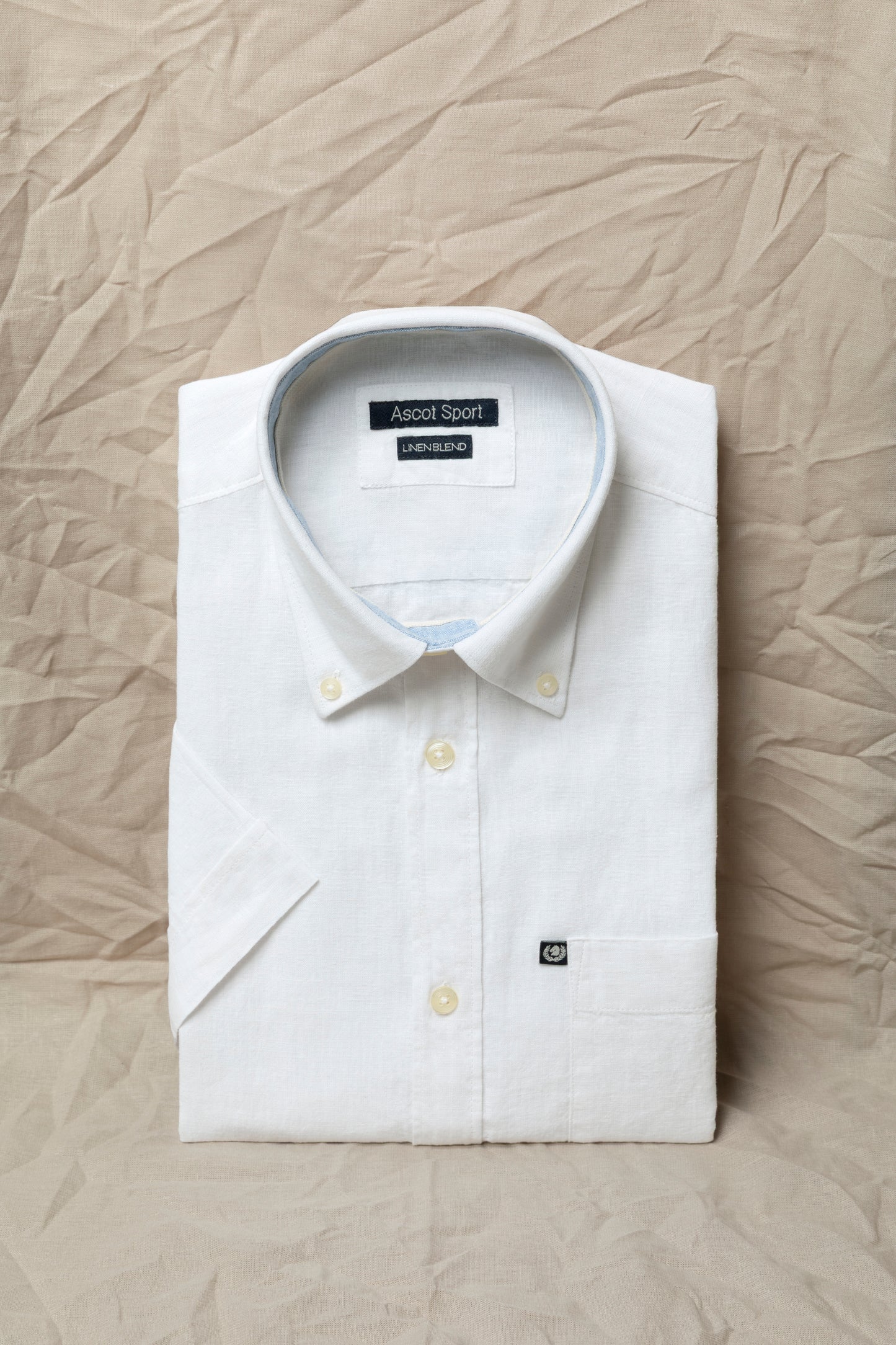 Camicia manica corta button down in misto lino cotone