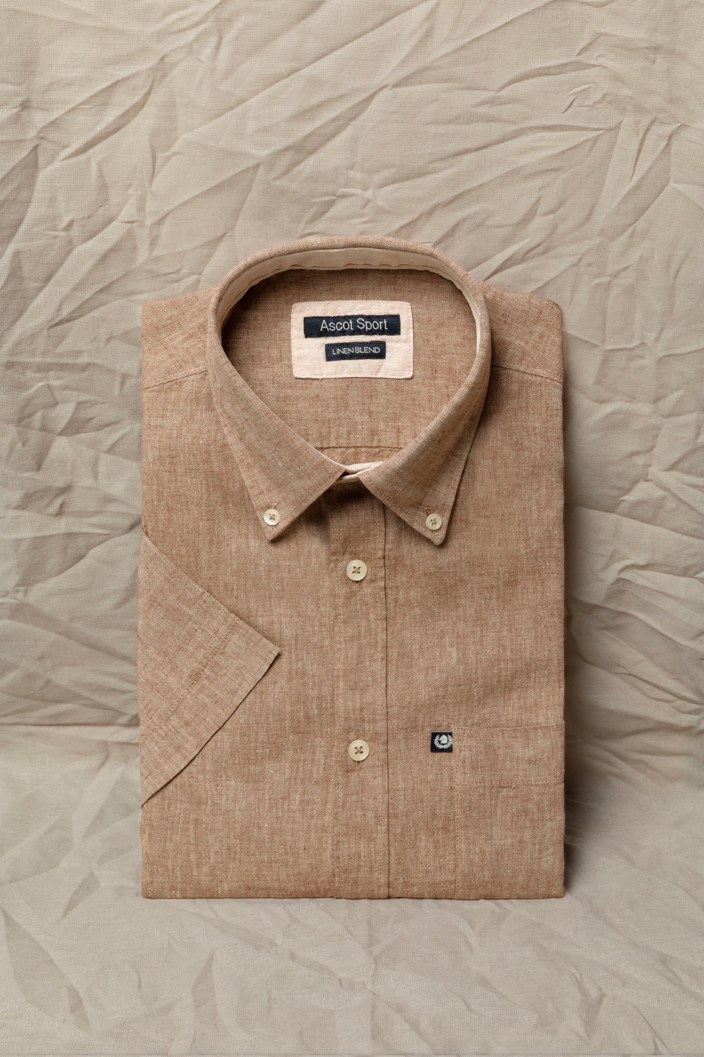 Camicia manica corta button down misto Lino Cotone
