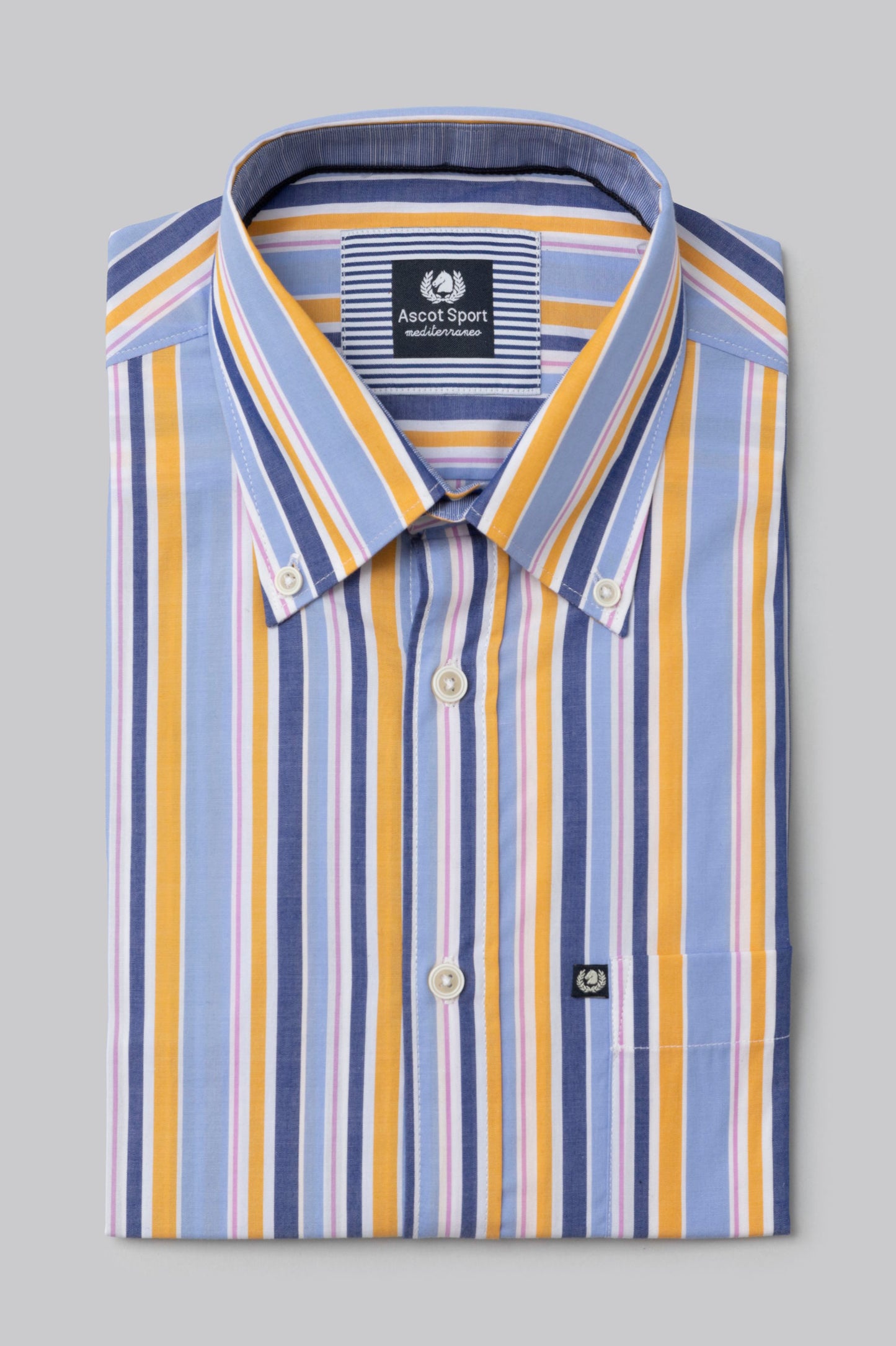 Camicia button down in popeline di cotone multicolore
