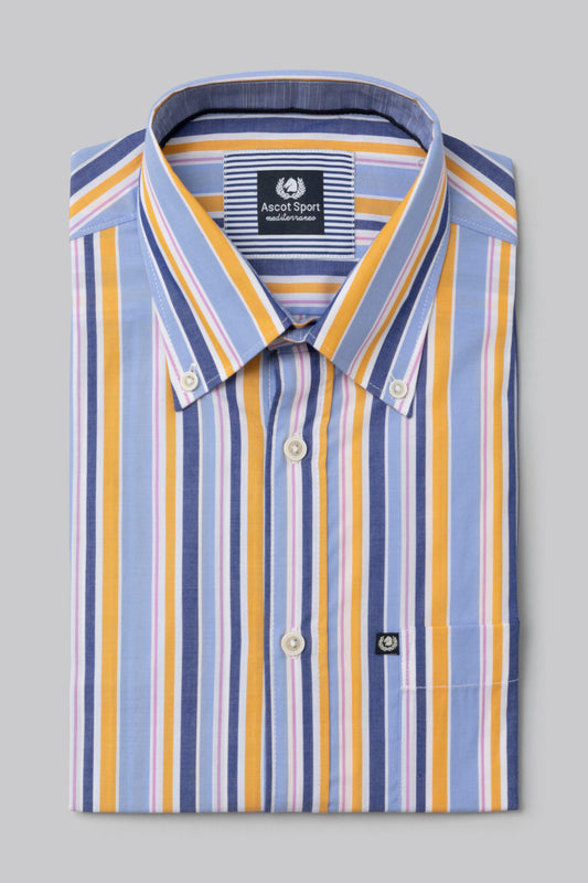 Camicia button down in popeline di cotone multicolore